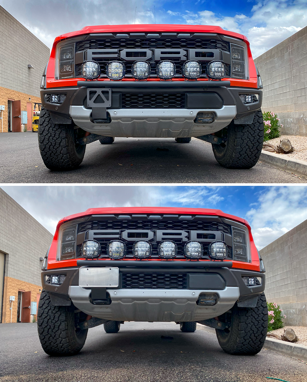 2017, 2018, 2019, 2020, 2021, 2022, 2023 Raptor Front License Plate Tow Hook Mount