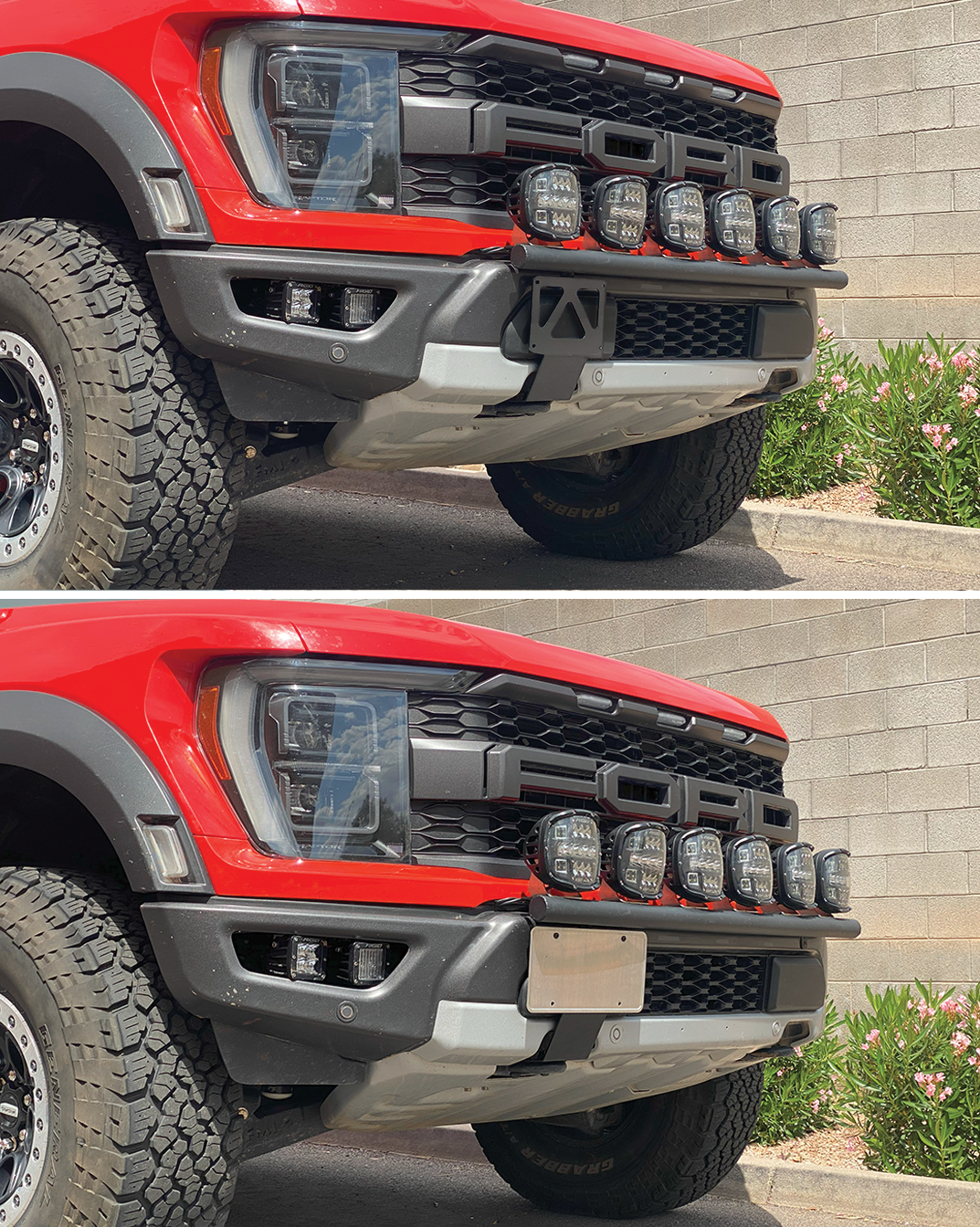 2017, 2018, 2019, 2020, 2021, 2022, 2023 Raptor Front License Plate Tow Hook Mount