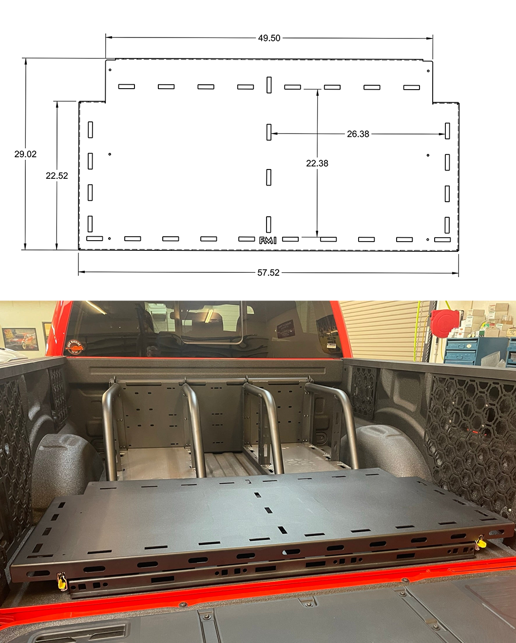 2017 - 2024 Ford Raptor Modular Bed Organizer with Slide Out Cargo Tray