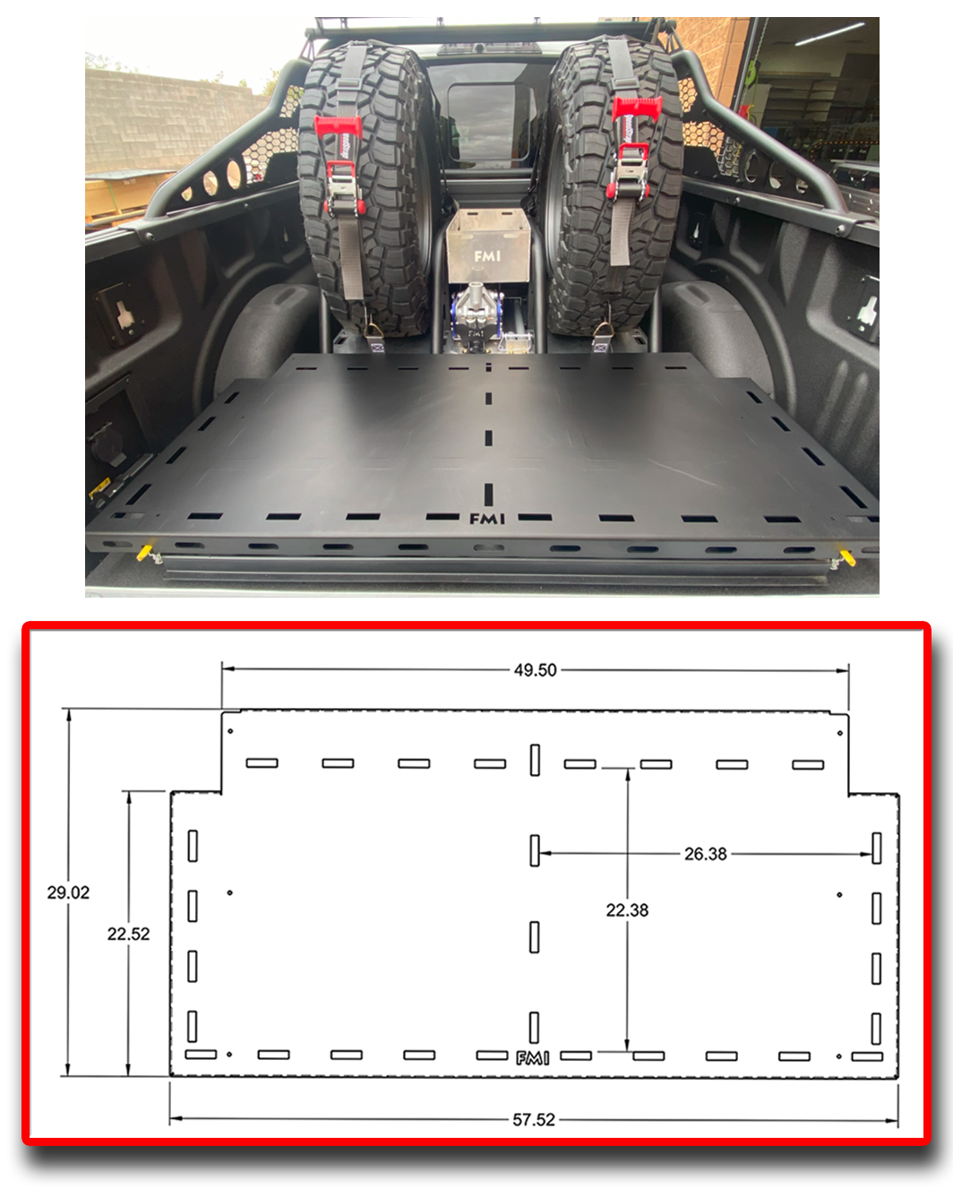 2017 - 2024 Ford Raptor Modular Bed Organizer with Slide Out Cargo Tray