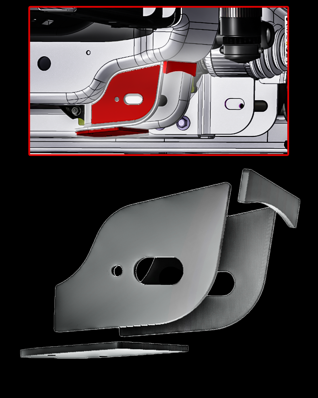 Foutz Motorsports lower control arm pocket reinforcement gusset kit for 2017-2026 Ford Raptor