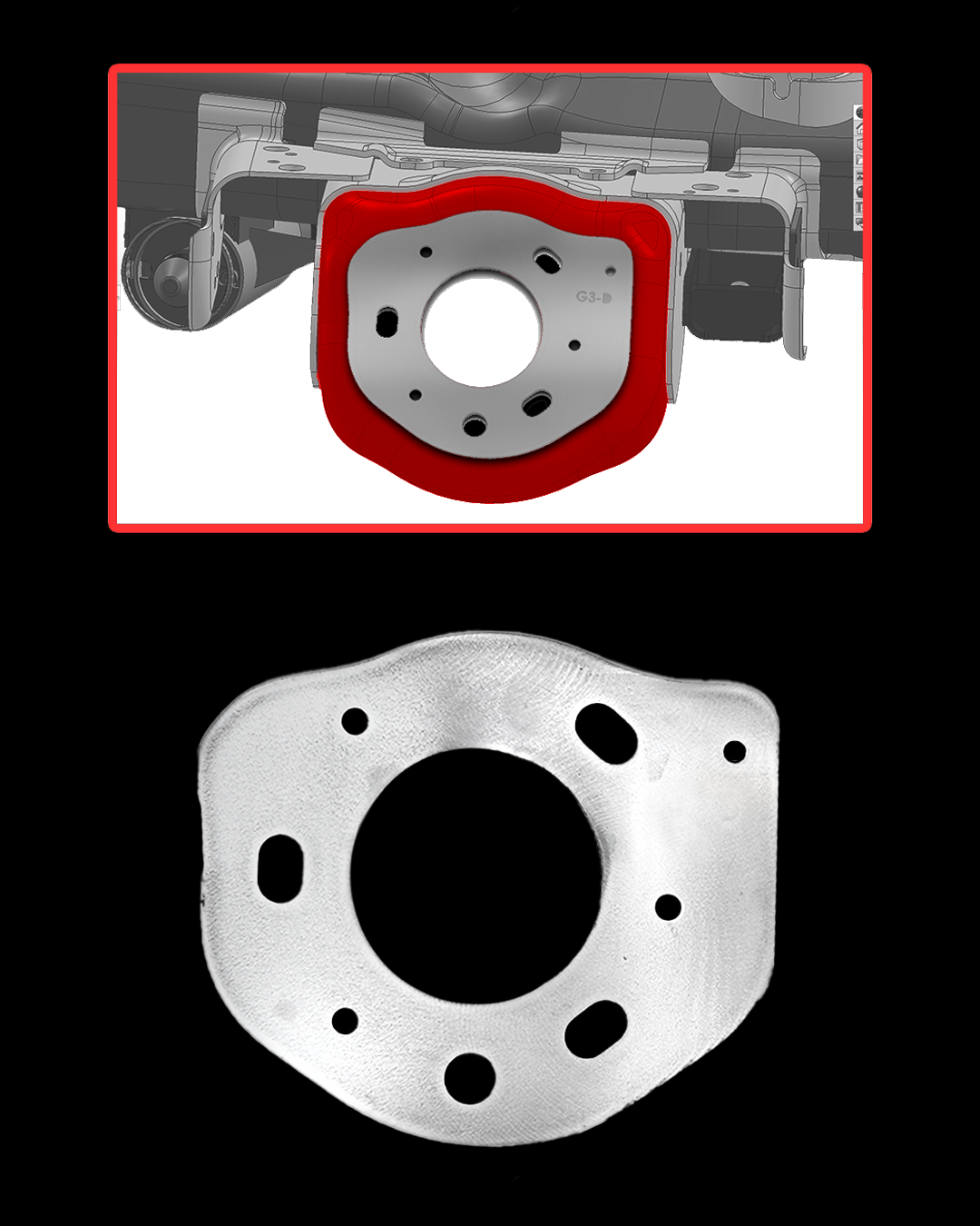 Reinforcement Plate installed on coil bucket of Gen 3 Raptor for strength and support