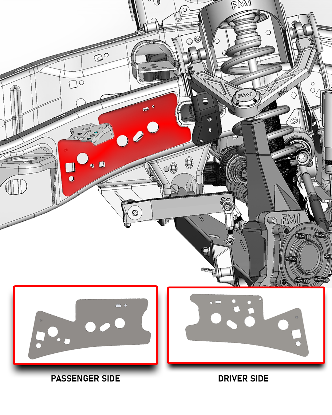 Front Frame Passenger and driver side reinforcement weld-on plates for 2021-2026 Gen 3 Ford Raptor