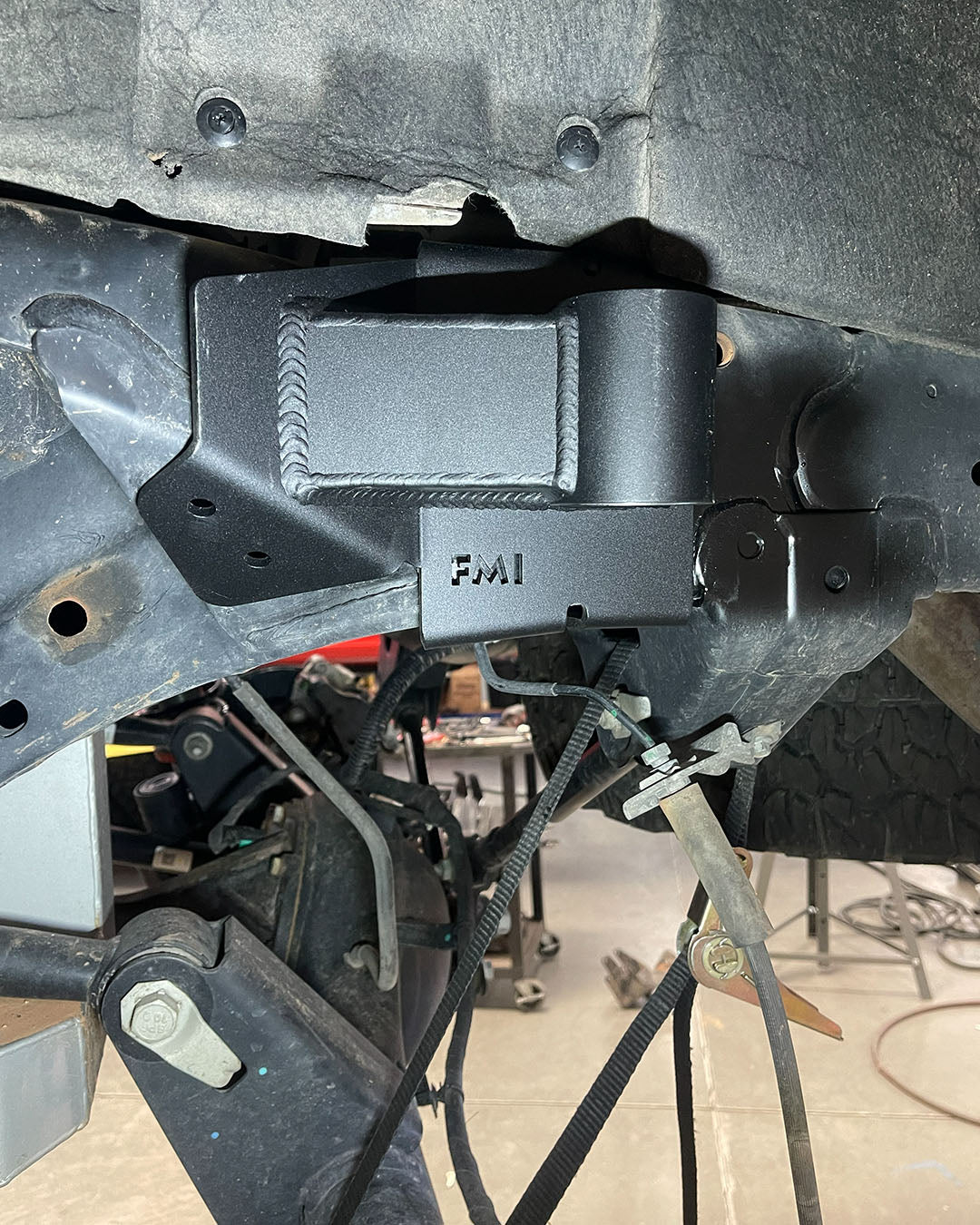 Ford Ranger Raptor bump stop mount installed on frame