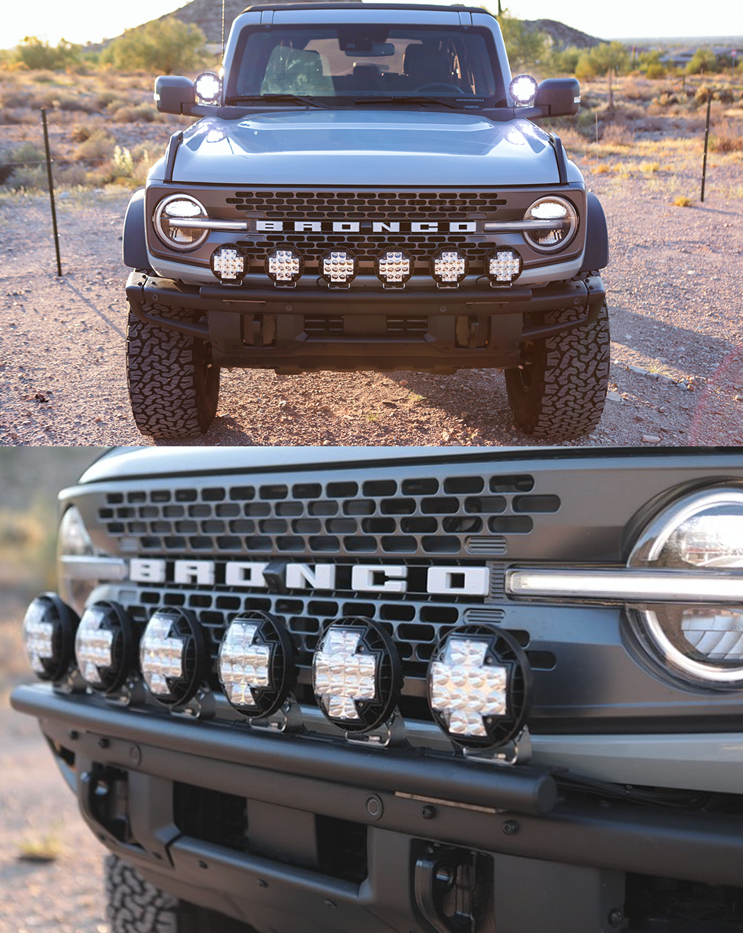 2021 and up Ford Bronco, Front Light Mount Kit for Stock Front Bumper