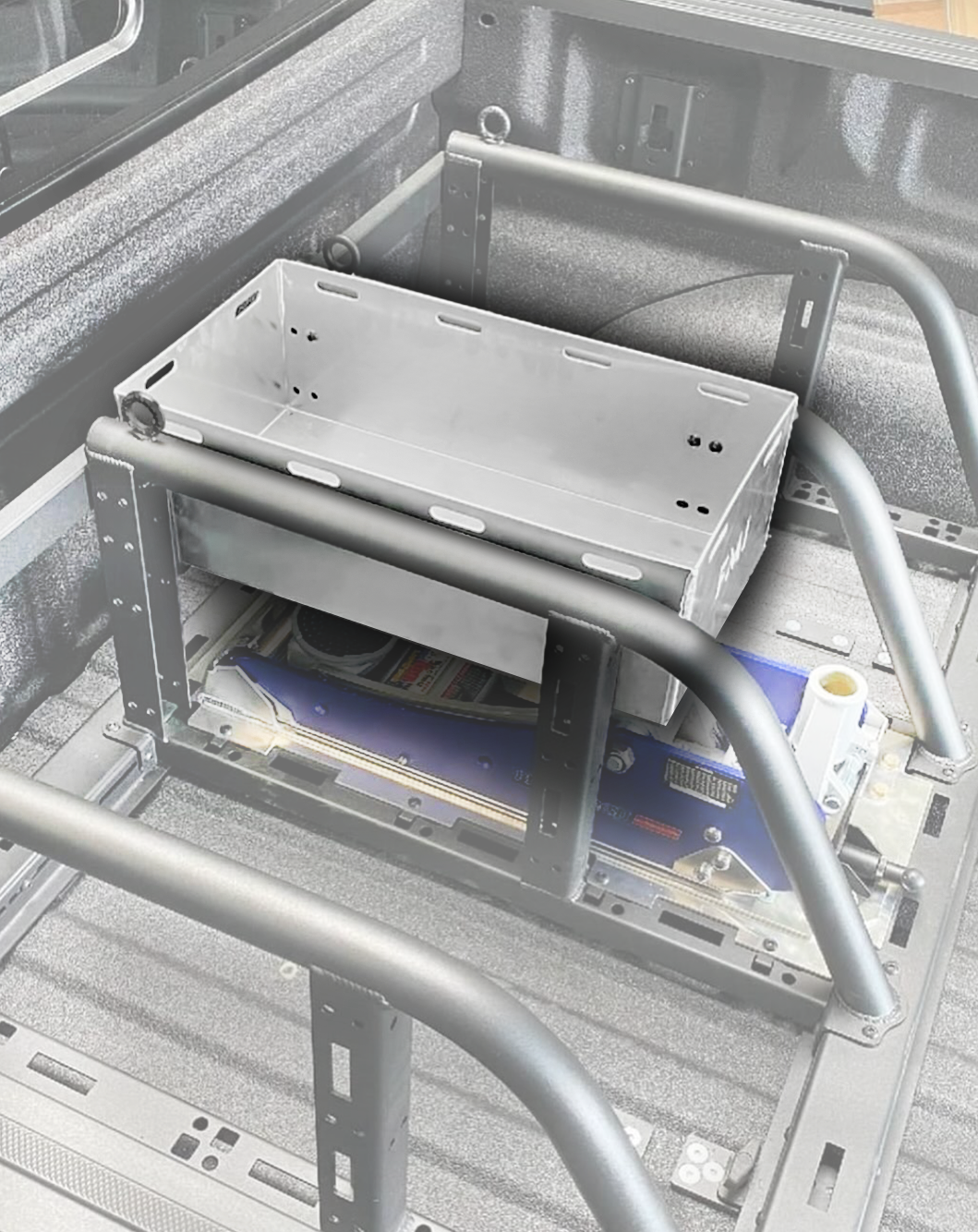 Any Vehicle - Bolt In Aluminum Fuel Jug Tray (10" wide, 5.5 Gal) for Bed Organizer Kits