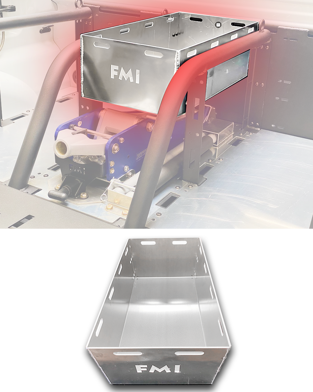 Any Vehicle - Bolt In Aluminum Fuel Jug Tray (10" wide, 5.5 Gal) for Bed Organizer Kits