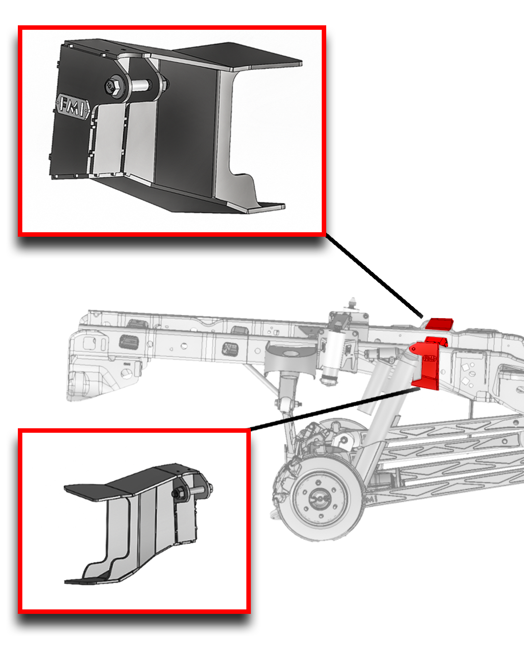Gen 1 to Gen 3 Raptor Conversion, Stock Location Upper Shock Mount kit