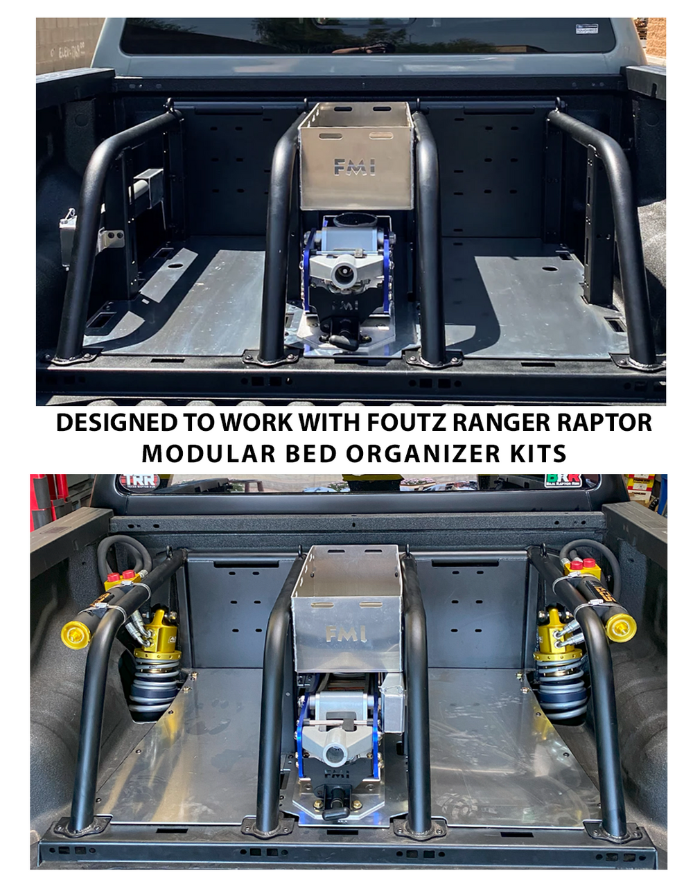 2024+ Ranger Raptor - Bolt in Aluminum Fuel Jug Tray (9.5" Wide, 5 Gal) For Bed Organizer kits