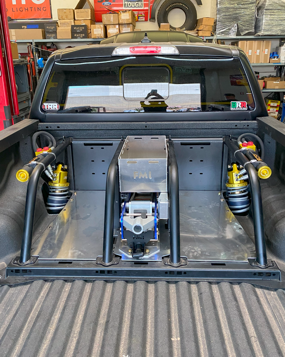 2024+ Ranger Raptor  Dual Tire Carrier Bed Organizer with 3.0 x 14 inch Coil Over Shock Suspension Long Travel