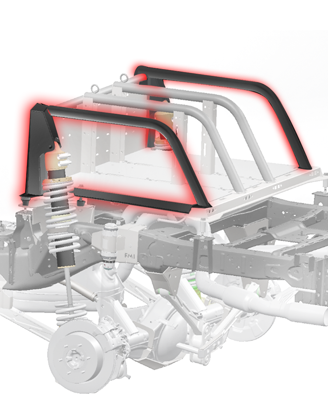 2024+ Ranger Raptor Modular Bed Organizer Side Shock Mount Kit - Long Travel Suspension -