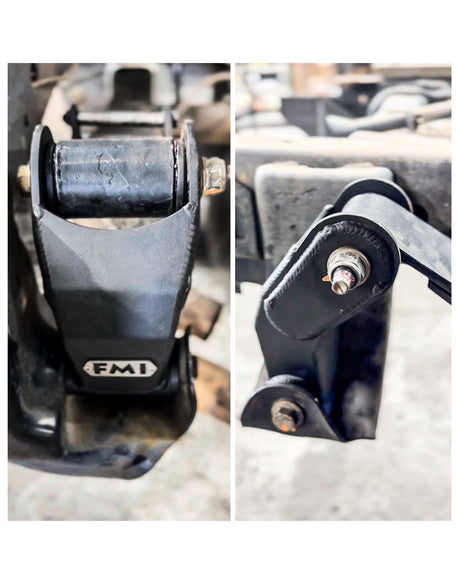 2010-2014 Gen 1 Ford Raptor with MIG welded rear shackle installed for improved rear suspension strength