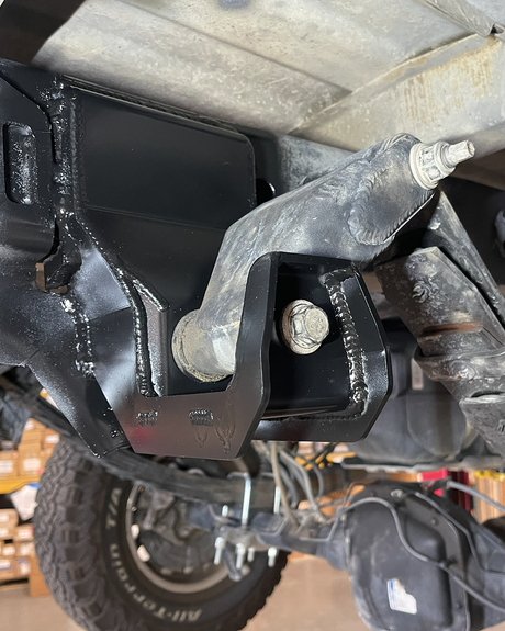 Fabricated Rear Shackle Hanger installed in Stock Location on 2010-2014 Gen 1 Raptor 