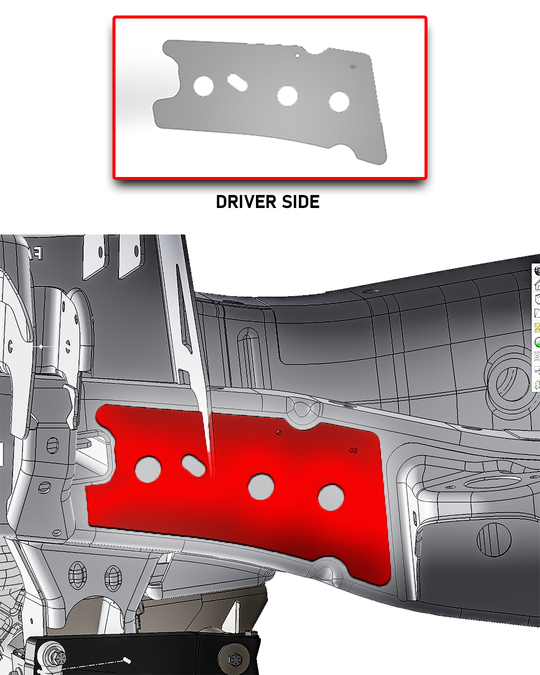 driver side Front Frame Reinforcement Plate for Gen 2 Raptor 