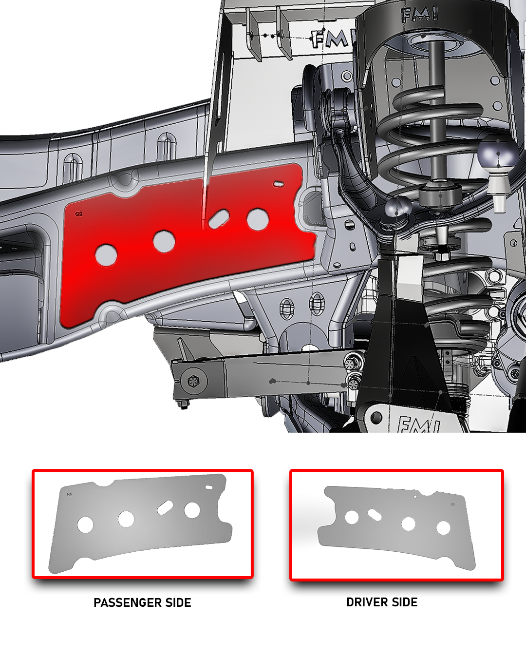 2017–2020 Gen 2 Raptor Front Frame Reinforcement Plates for driver and passenger side