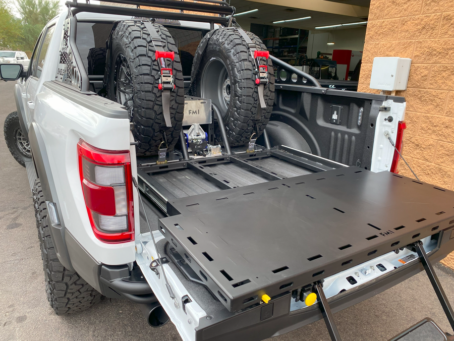 2017 - 2024 Ford Raptor Modular Bed Organizer with Slide Out Cargo Tra ...
