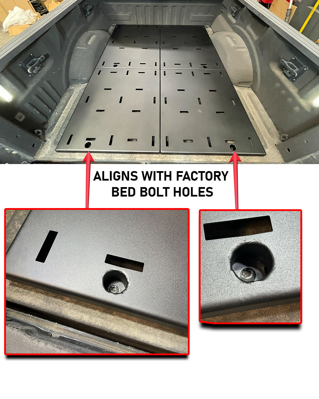 Rear deck plate connecting to front section of Foutz Simple Cargo Organizer Kit