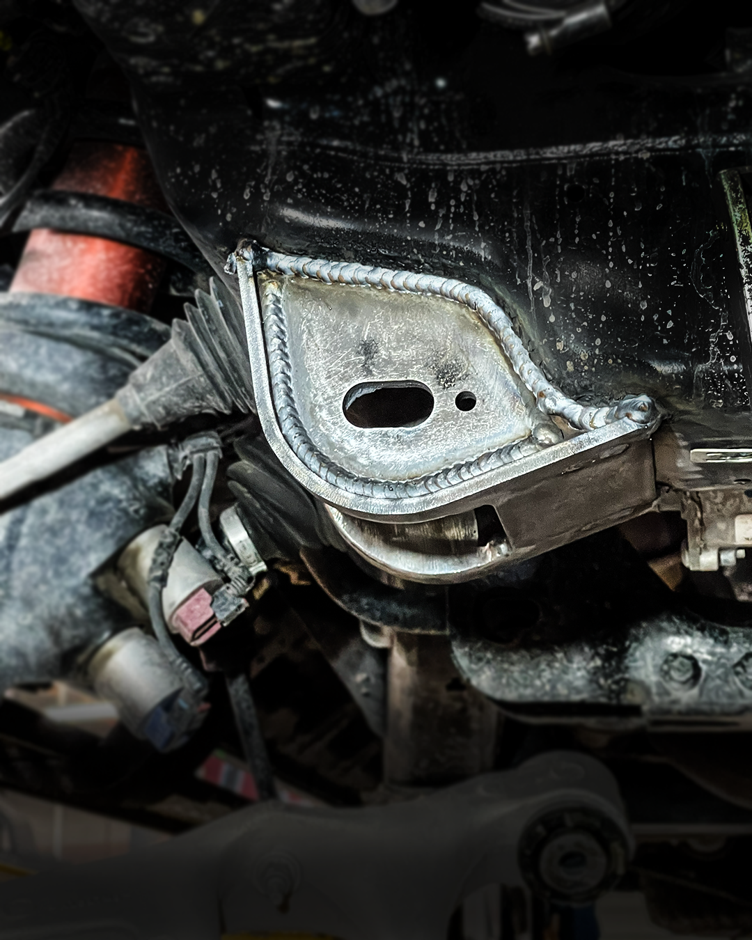 Mig Welded lower control arm replacement pocket installed Gen 3 Raptor 