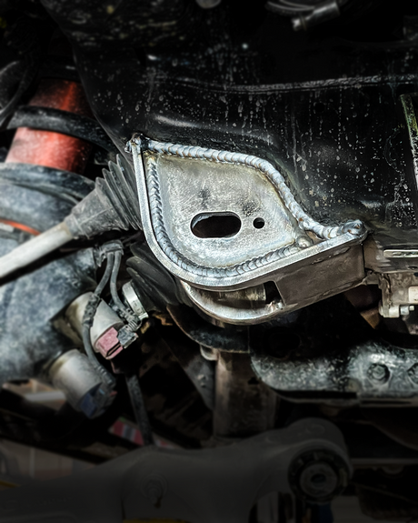 Mig Welded lower control arm replacement pocket installed Gen 3 Raptor 