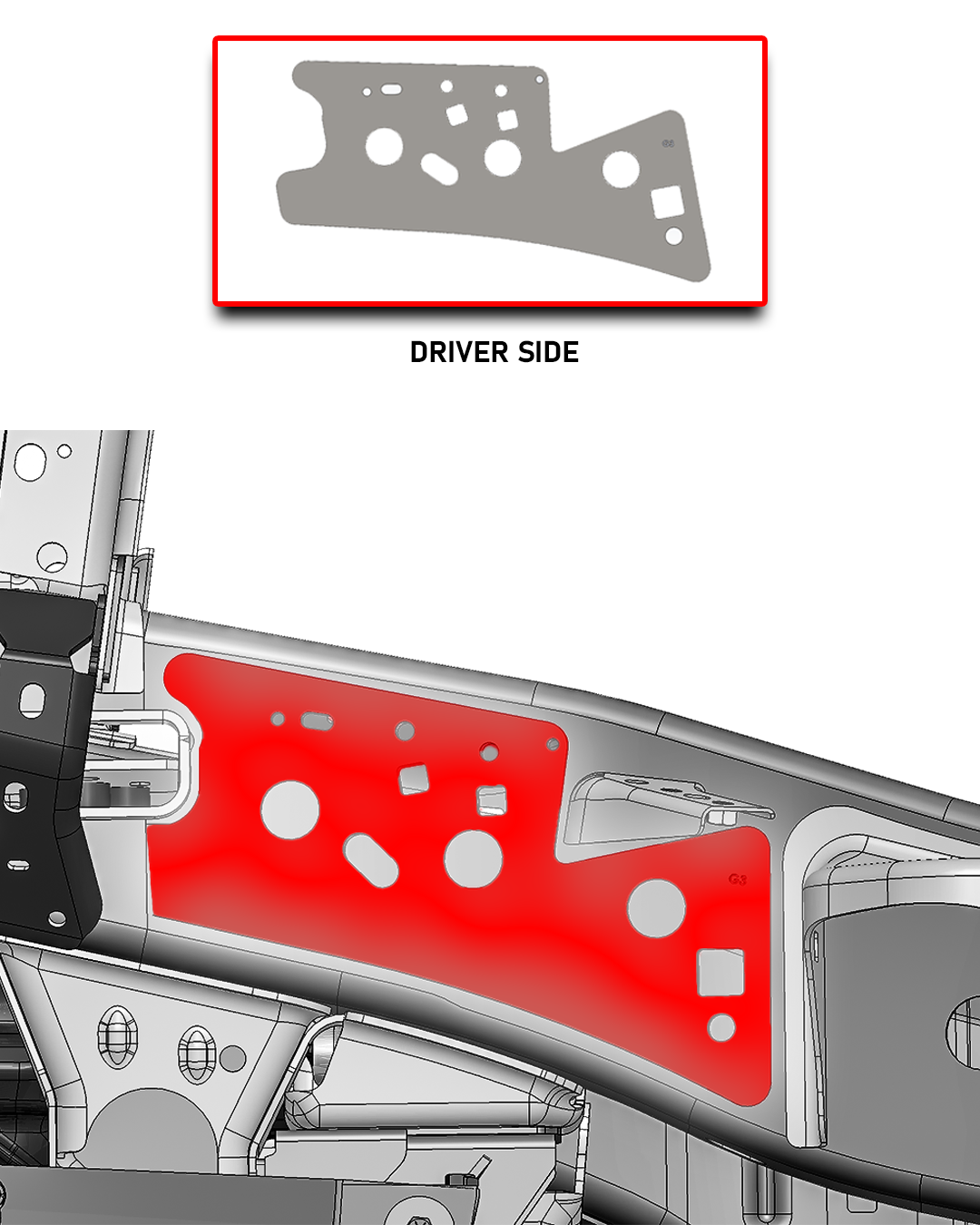 .135 inch mild steel frame reinforcement plate for driver side of Gen 3 Raptor 