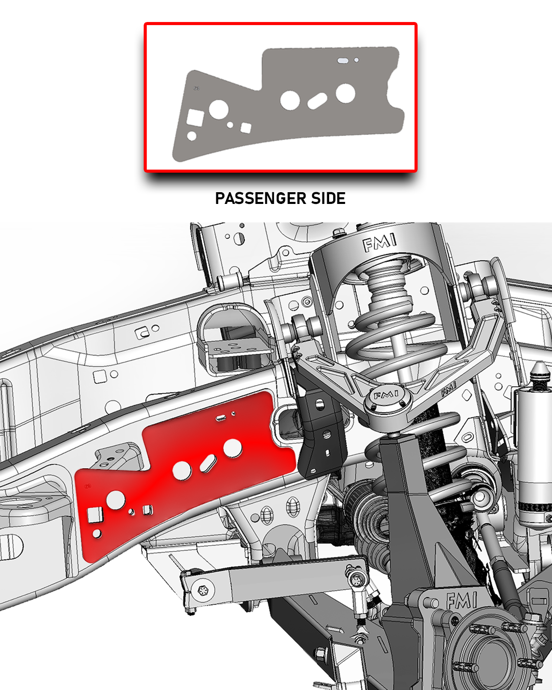 Ford Raptor Gen 3 weld-on frame reinforcement support plate for Passenger Side 