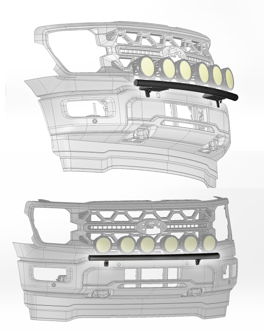 2024+ Ford F-150 Front Light Mount (stock bumper)