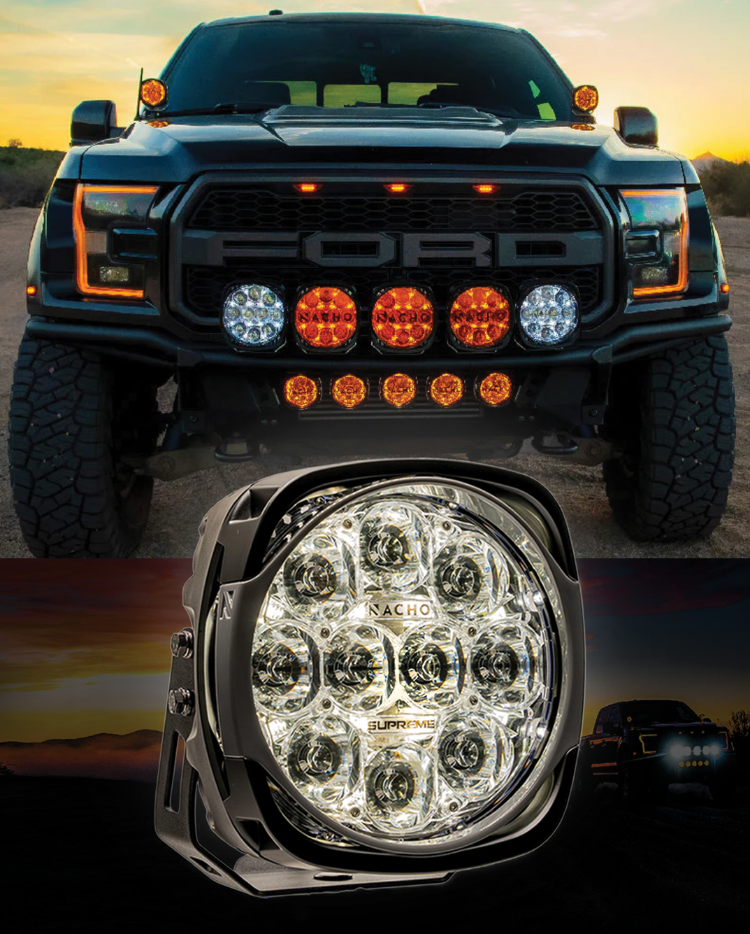Highspeed Racer Spot LED Off-Road light for Ford F150 trucks, Ranger Raptor, Raptor, bronco raptor, F250 Super duty and Bronco

