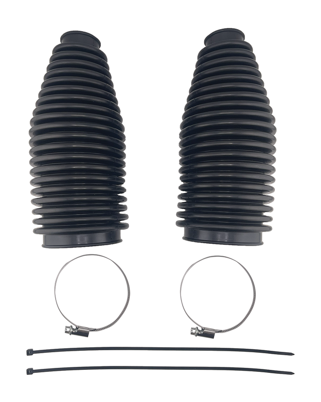 Pair of urethane replacement tie rod boots with hose clamps and zip ties for Ranger Raptor, Bronco Raptor and Bronco