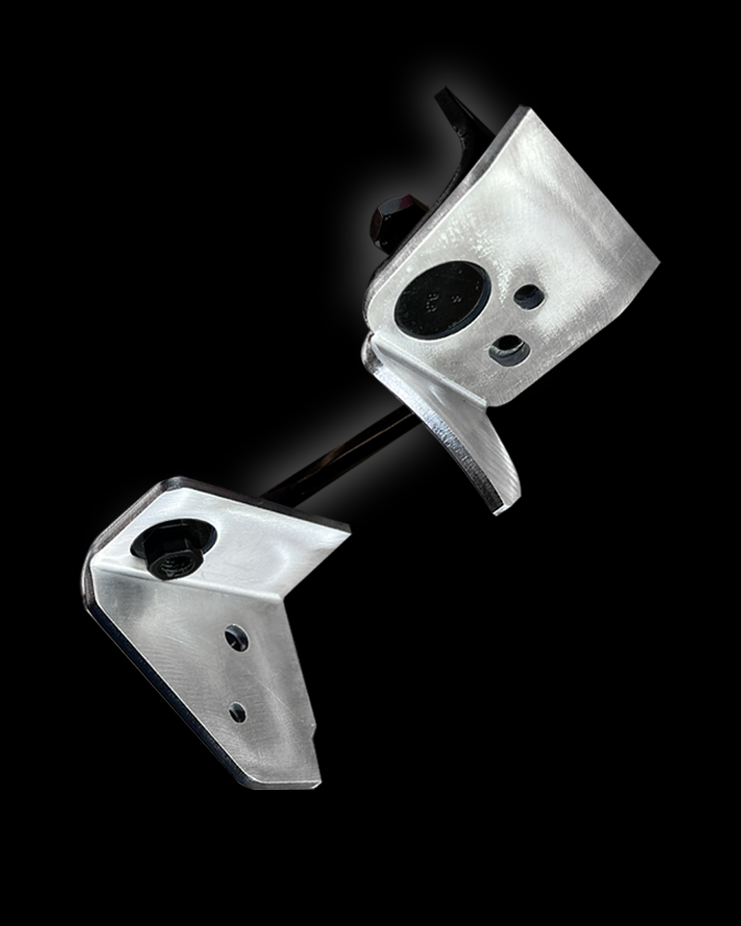 Angled view of the Ford Bronco driver side front differential reinforcement brackets