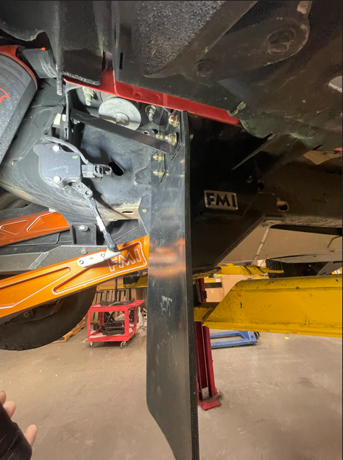 bronco shock guard mud flap protection installed to factory frame 