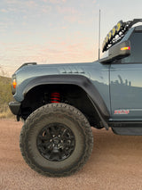 Front fender and wheel clearance on a Ford Bronco Raptor lifted with Geiser Off-Road progressive springs