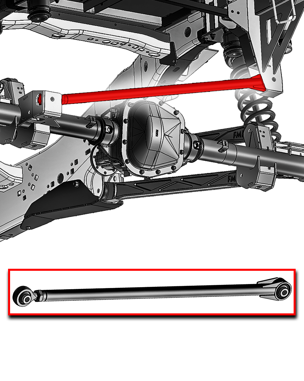 2021–2025 Gen 3 Raptor Adjustable 41.5" Panhard Bar (Heim Joint),Long Travel Suspension