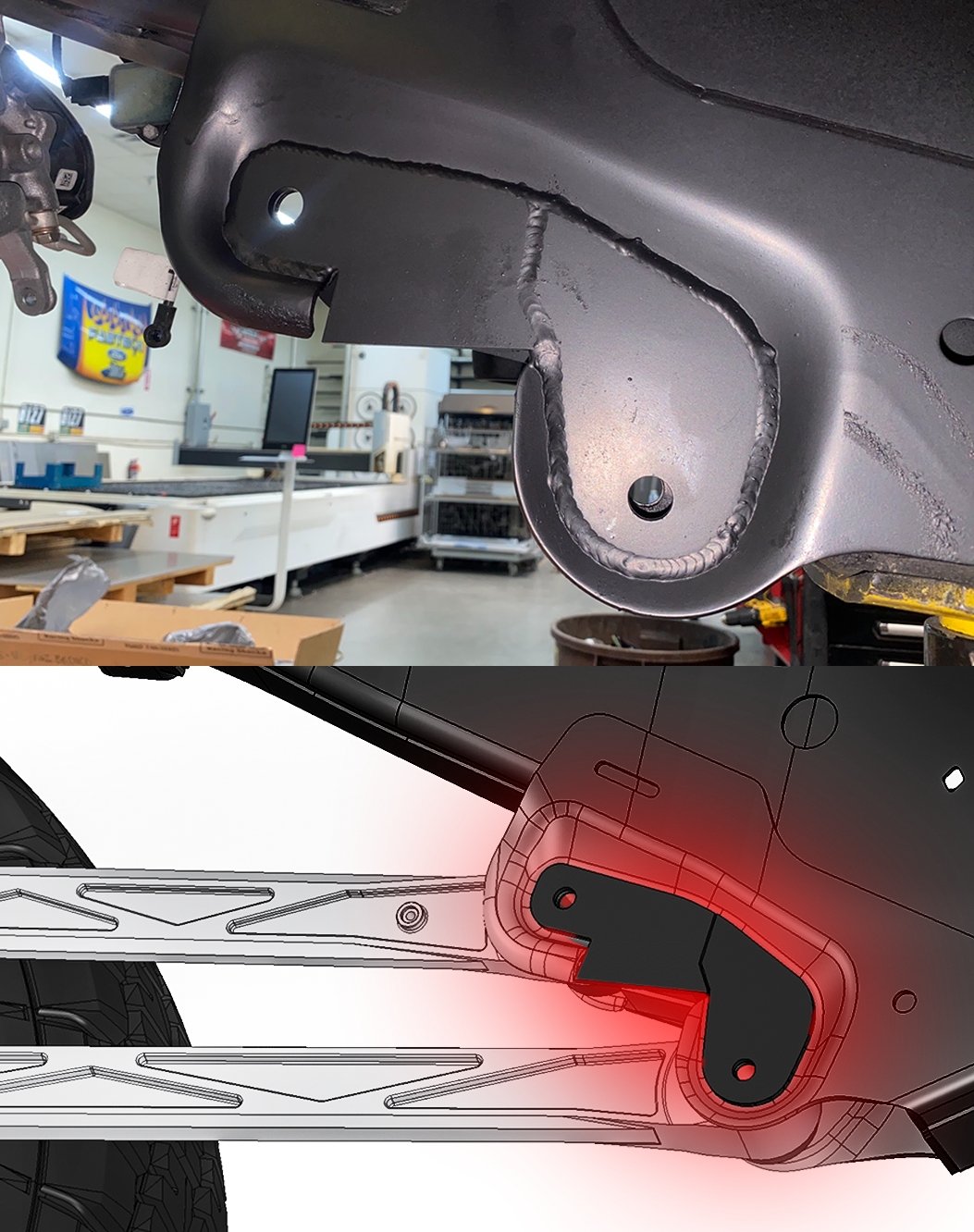 2021-2025 Gen 3 Raptor 5 Link Stock Rear Arm Frame Mount Gusset Kit 