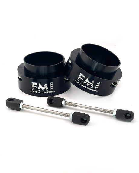 Ram RHO 2.5" black anodized lift collars with adjustable ride height sensor connector rods