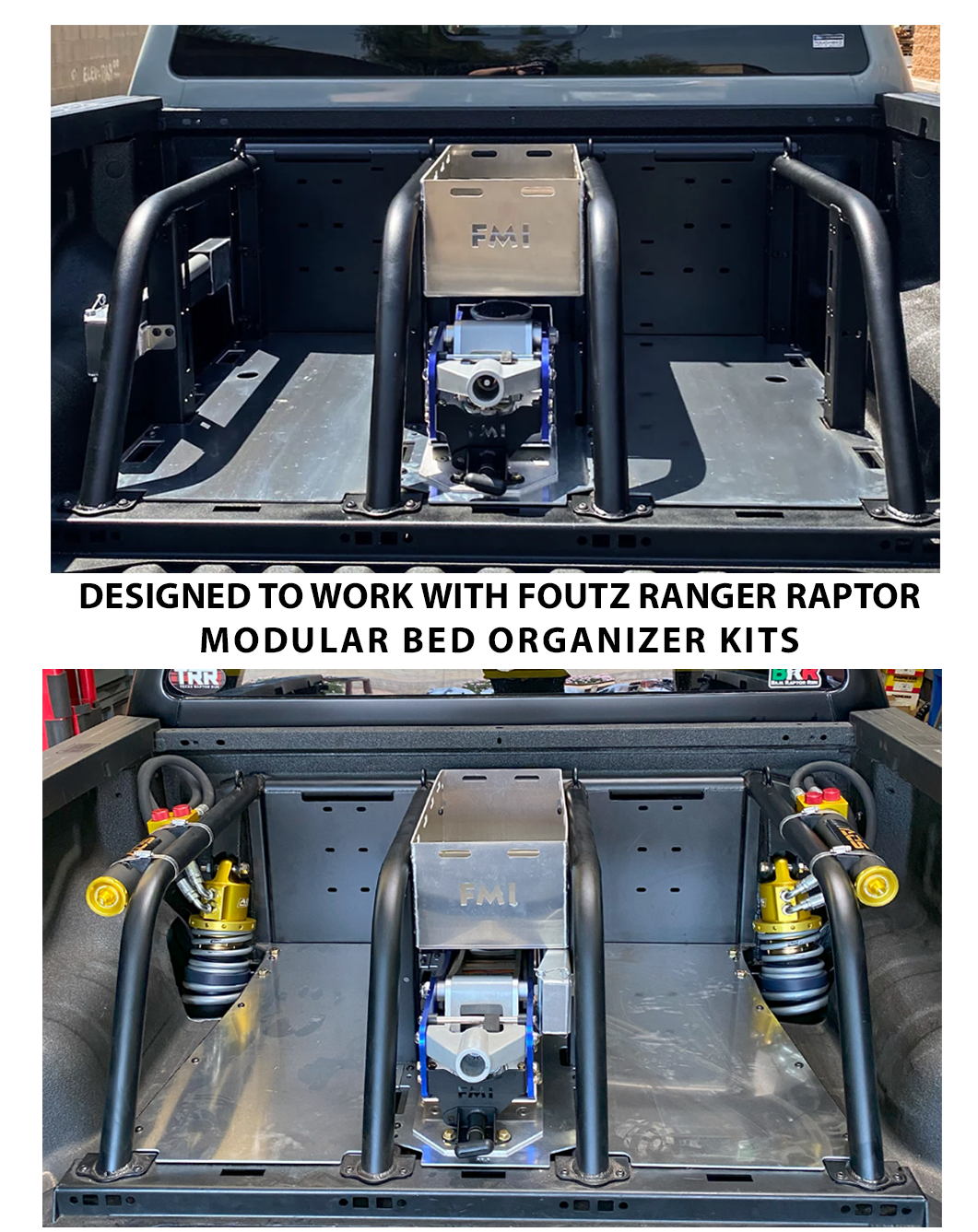 2024+ Ranger Raptor - Bolt in Aluminum Fuel Jug Tray (9.5" Wide, 5 Gal) For Bed Organizer kits