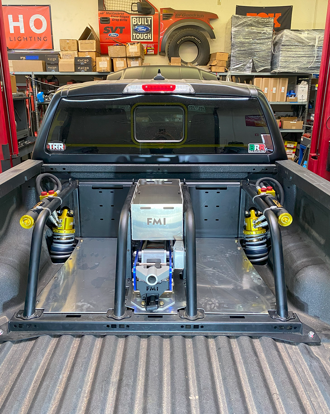2024+ Ranger Raptor  Dual Tire Carrier Bed Organizer with 3.0 x 14 inch Coil Over Shock Suspension Long Travel 