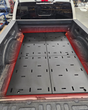 Complete Simple Bed Organizer Kit with main section and rear add-on section installed in a 2017-2026 Ford Super Duty 6.75' bed