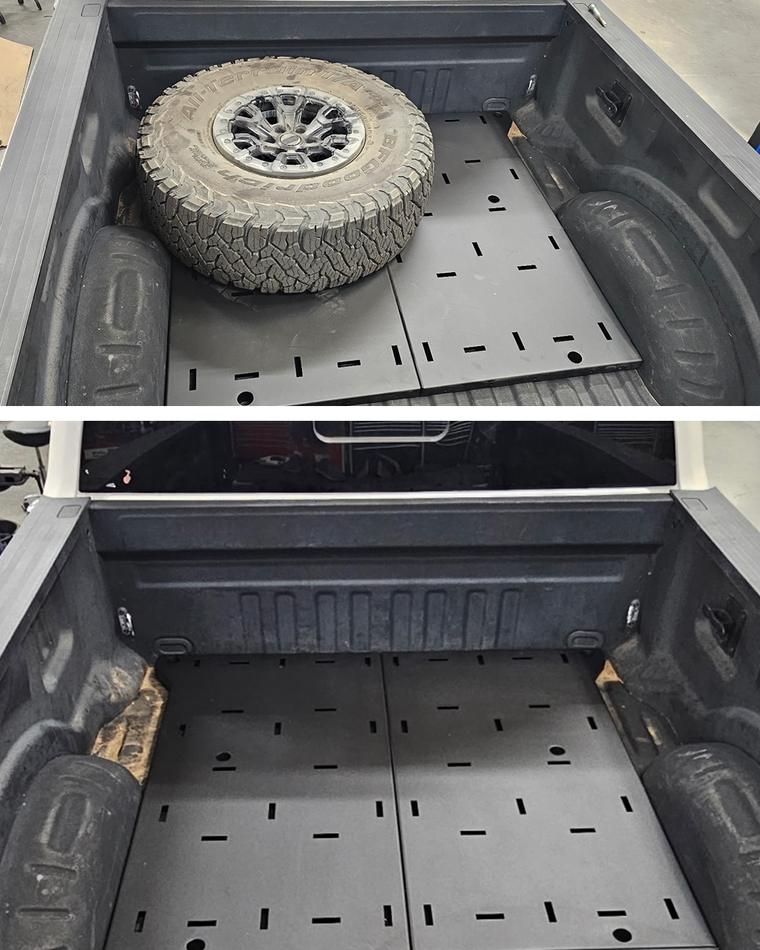 2017-2026 Super Duty front main section of rear deck plates installed on a F-250 Super Duty by Foutz Motorsports