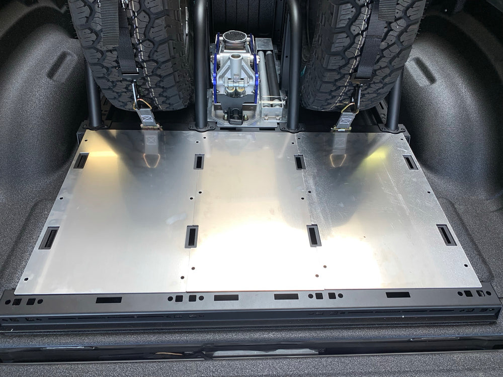 Dual Tire Carrier Quick Release Modular Bed Organizer