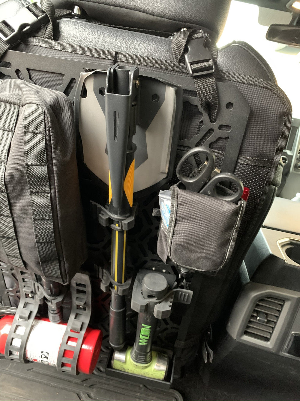 Off-Road Seat Back Panel Kit with Shovel - Hammer - Fire Extinguisher