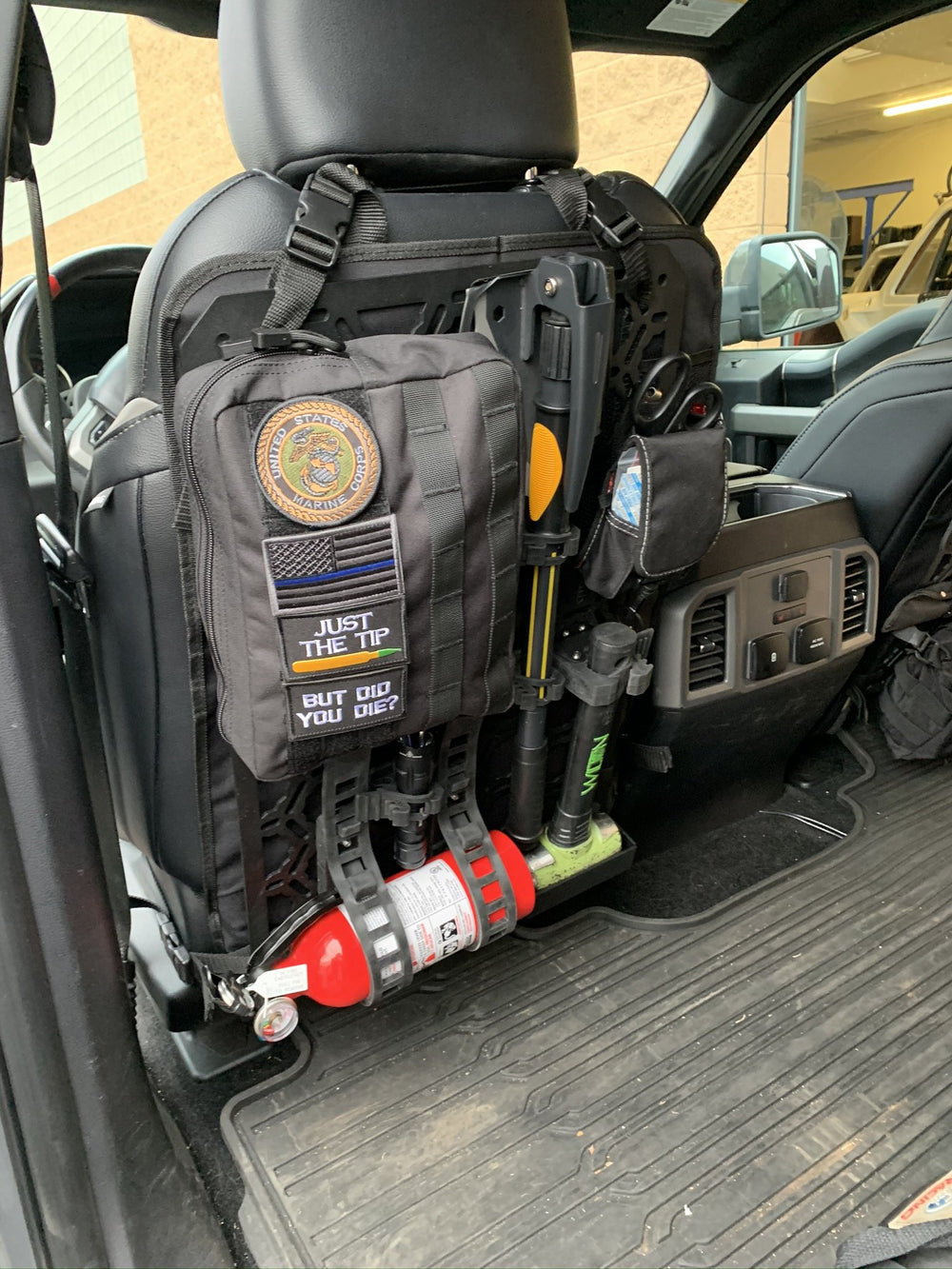 Off-Road Seat Back Panel Kit with Shovel - Hammer - Fire Extinguisher